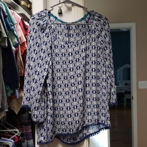 Blue and white blouse